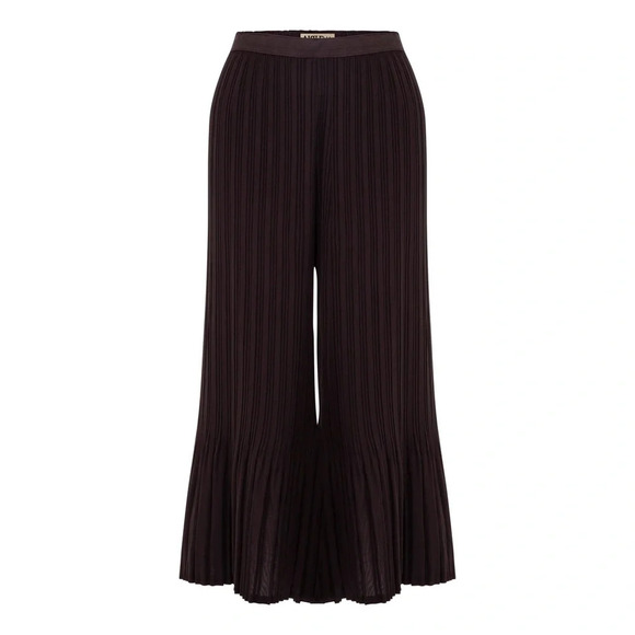 NWOT Alquema 3/4 Palazzo Pants Wide Leg Pleated Cropped Black Casual Women’s Sm - Picture 2 of 11